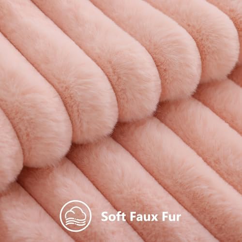 decorUhome Fall Faux Fur Throw Pillow Covers 12x20 Set of 2 Blush Pink - Image 2