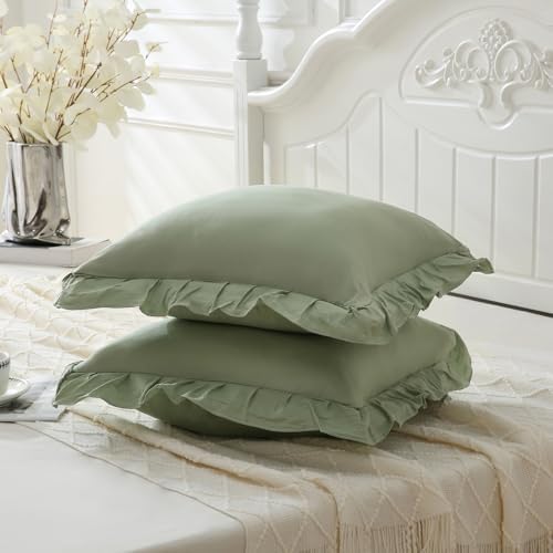 Merryword Green Pillowcases 18x18 Sage Green Throw Pillow Covers Pack of 2 - Image 5