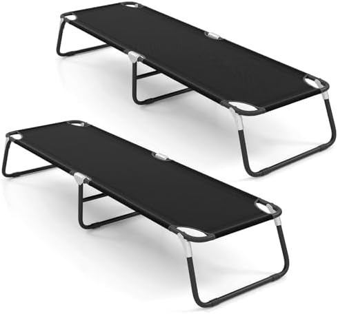 GYMAX Folding Camping Cot 2 Pack, Portable Ultralight Compact Sleeping Cot Bed by GYMAX