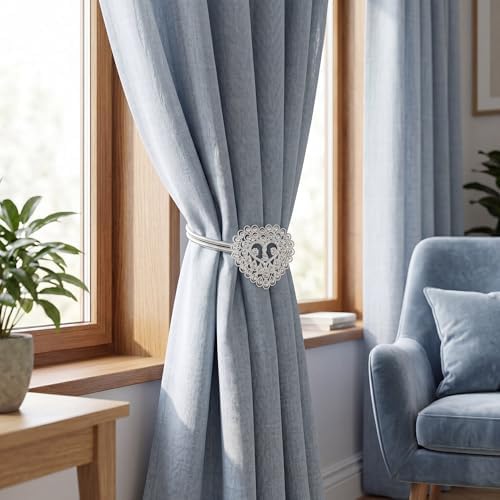 2 Pack Crystal Heart Magnetic Curtain Tiebacks Window Holdback Buckles - Image 5