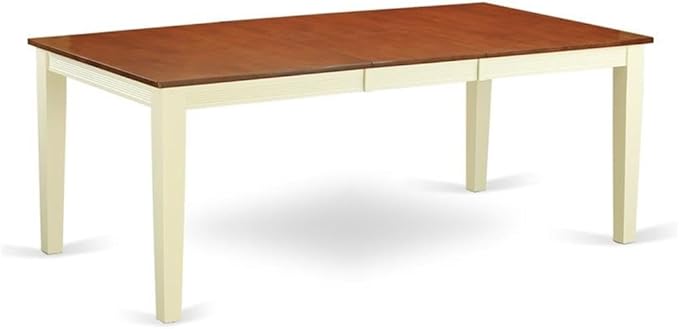 East West Furniture QUIN9-WHI-W 9 Piece Dining Table Set Includes a Rectangle Dinner Table with Butterfly Leaf and 8 Dining Room Chairs, 40x78 Inch, Buttermilk & Cherry