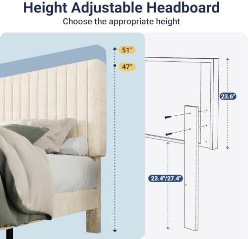 Allewie Twin Bed Frame, Upholstered Platform Bed - Image 7