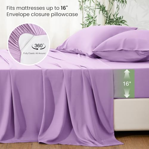 Love's cabin Rayon Derived from Bamboo, California King Sheet Set, 4 Pieces - Image 4