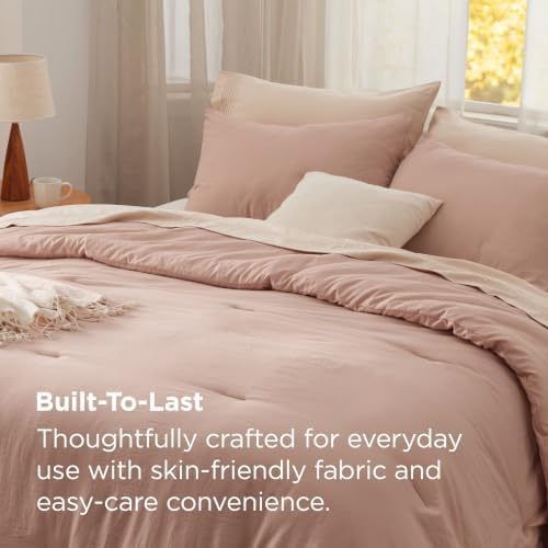 Bedsure California King Comforter Prewashed Soft 3Pcs Dusty Pink 104"x96" - Image 3