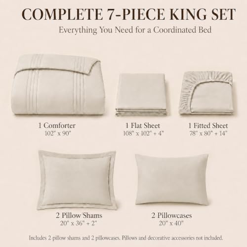CozyLux King Size Comforter Set Beige - Image 2