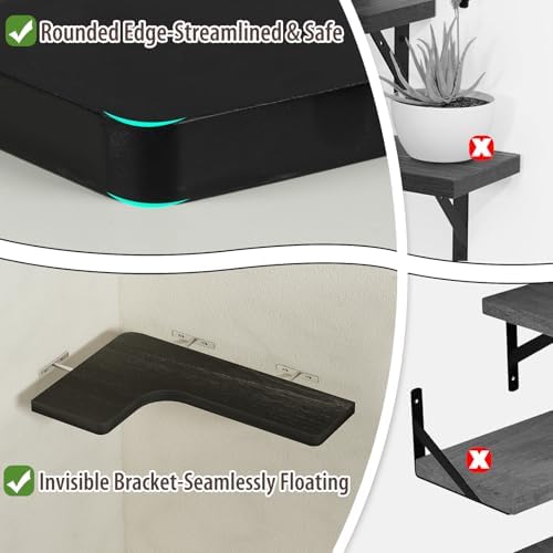 Corner Floating Shelves 24 Inch Wall Mount Shelf Solid Wood - Image 4