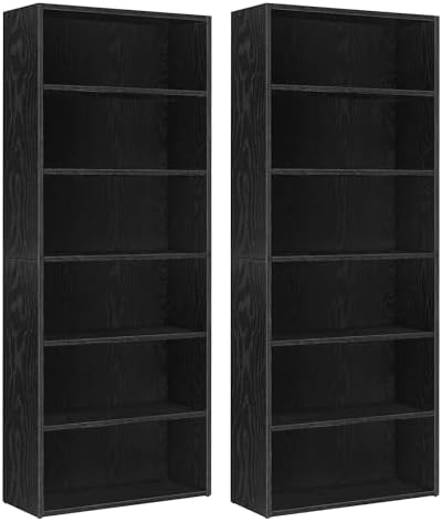 VASAGLE Set of 2 6-Tier Open Bookshelves, Adjustable Storage Shelves by VASAGLEbySONGMICSHOME