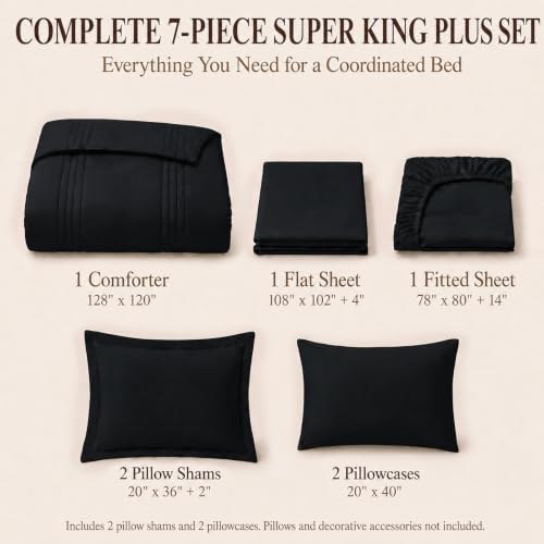 CozyLux Super King Plus Comforter Set Black - Image 2