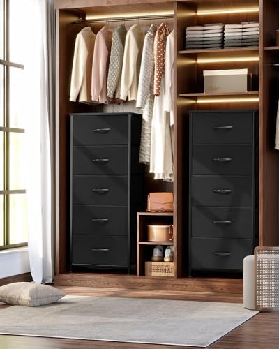 Tall Dresser Vertical Fabric Storage Tower Organizer, 5 Drawers - Image 2