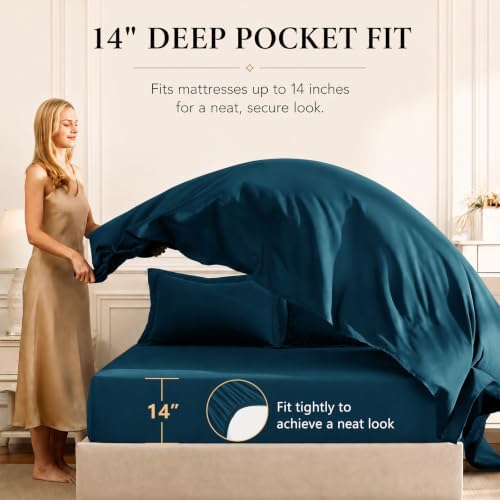 CozyLux Oversized Queen Comforter Set 98"x98", 7 Piece, Lyons Blue - Image 5