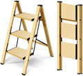 Taranta 3 Step Stool Foldable, Aluminum Step Ladder-Gold by TARANTA