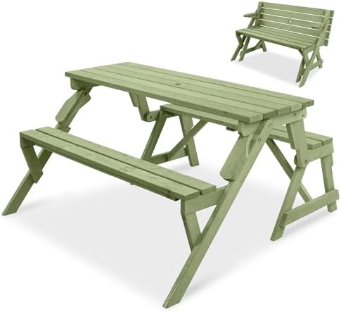 Best Choice Products 2-in-1 Transforming Interchangeable Outdoor Wooden Picnic by BestChoiceProducts