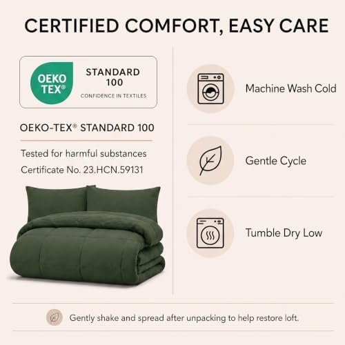 CozyLux Full Size Comforter Sets Olive Green - Image 6