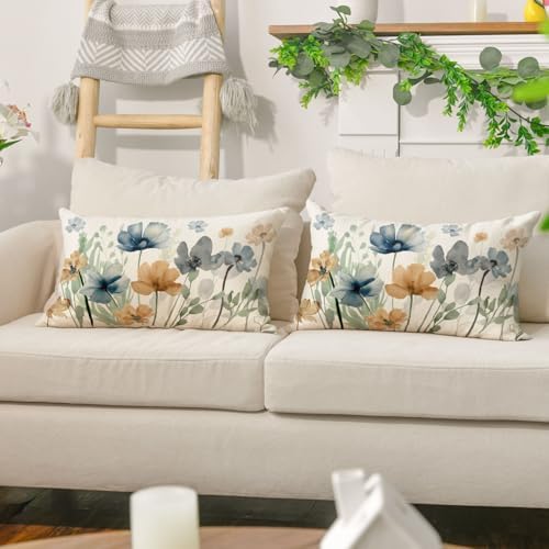 AVOIN colorlife Poppy Chinoiserie Flowers Pillow Covers 12x20 Inch Set of 2 - Image 5