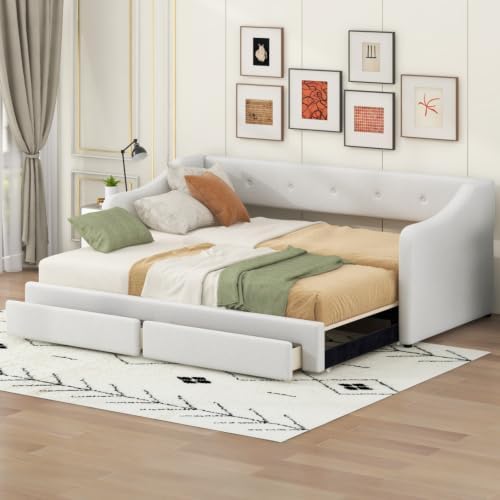 Twin XL to King Size Upholstered Daybed by SNMOFIHOME