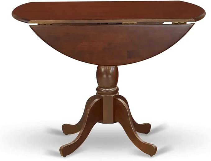 East West Furniture DMIP3-MAH-W 3 Piece Kitchen Table & Chairs Set Contains a Round Dining Room Table with Dropleaf and 2 Dining Chairs, 42x42 Inch, Mahogany