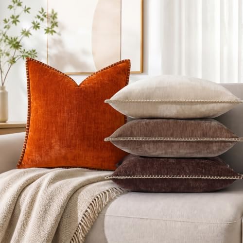 Pallene Chenille Soft Rust Throw Pillow Cover 26x26 Set of 2 - Image 6