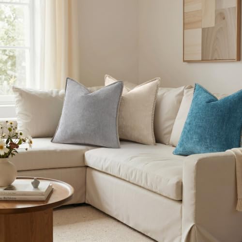 Pallene Chenille Soft Turquoise Throw Pillow Cover 18x18 Set of 2 - Image 7