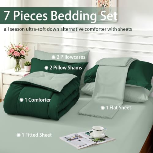 FUANNA Queen Comforter Set 7 Pieces, Reversible Bed Set, Soft Bed in a Bag - Image 5