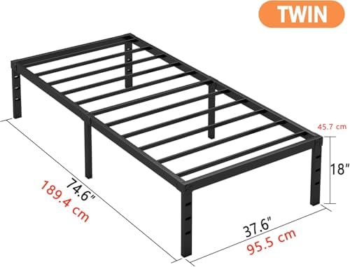 Hafenpo 18 Inch Twin Bed Frame, Under Bed Storage - Image 3
