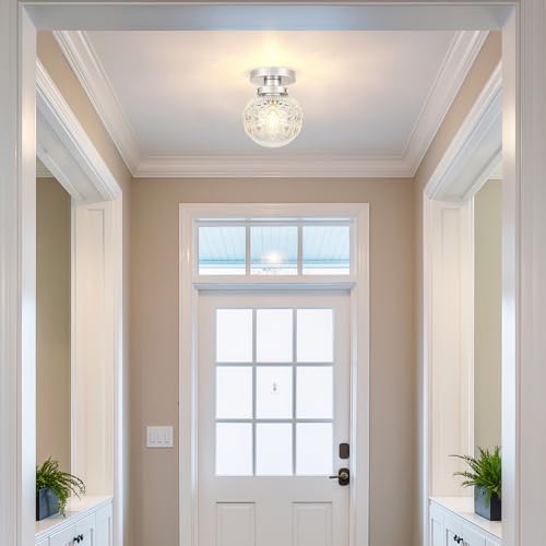 Semi Flush Mount Ceiling Light Fixtures, Vintage Globe Glass Ceiling Light - Image 4