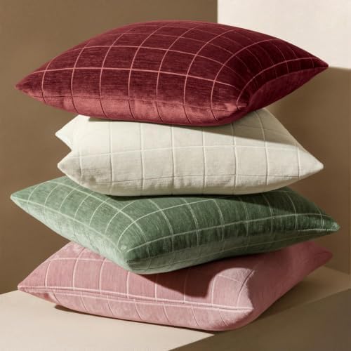 MIULEE Christmas Burgundy Plaid Decorative Throw Pillow Covers - Image 6
