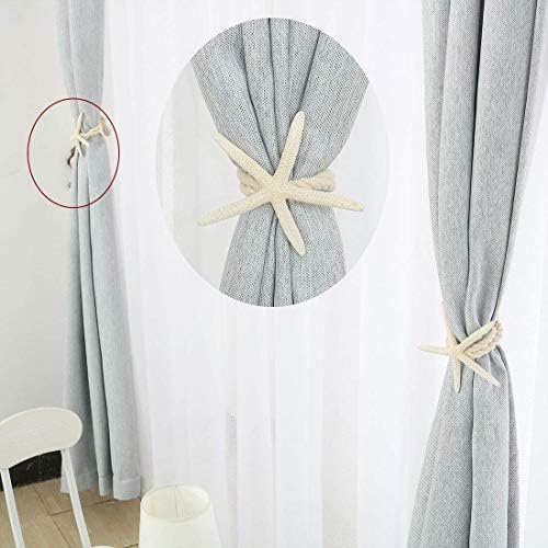 2 Pcs Natural Starfish Curtain Tiebacks, Handmade Woven Rope Curtain Curtain - Image 2