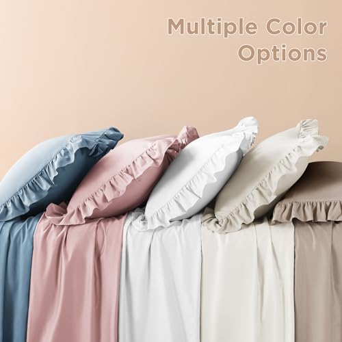 Litanika King Comforter Set, 3 Pieces Light Coffee Ruffle Bedding Set - Image 7