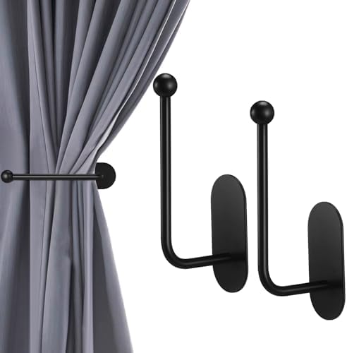 CroBlissful 2 Pcs Adhesive Curtain Holdbacks No Drill Window Hook by CroBlissful