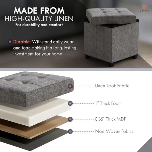 Ornavo Home Square Cube Storage Ottoman - Image 3