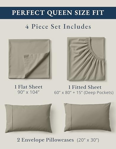 LANE LINEN Queen Bed Sheets 100% Organic Cotton Percale Cooling - Image 4