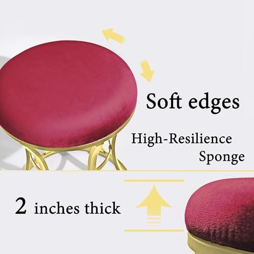Vanity Chair, Small Velvet Vanity Stool & Ottoman Bench - Image 4