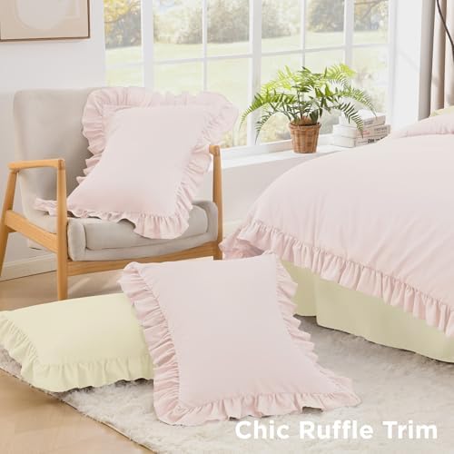 Litanika King Comforter Set, 3 Pieces Light Pink Ruffle Bedding Set - Image 5