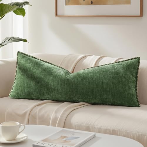 decorUhome Soft Chenille Throw Pillow Covers 14x36 Pack of 1 Forest Green - Image 6