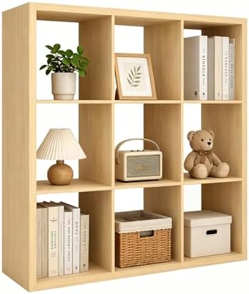 CTESNE【Wooden Thick Frame 9 Cube Storage Organizer Shelf by CTESNE