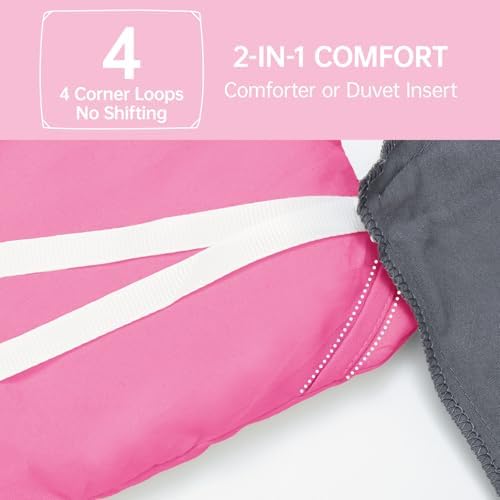 MUXHOMO Full Comforter Set, 3-Piece All-Season Bedding, Hot Pink - Image 6