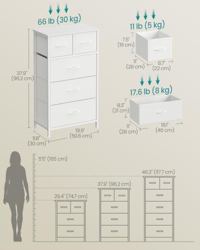 SONGMICS Tall Dresser for Bedroom, 5 Fabric Drawers - Image 2