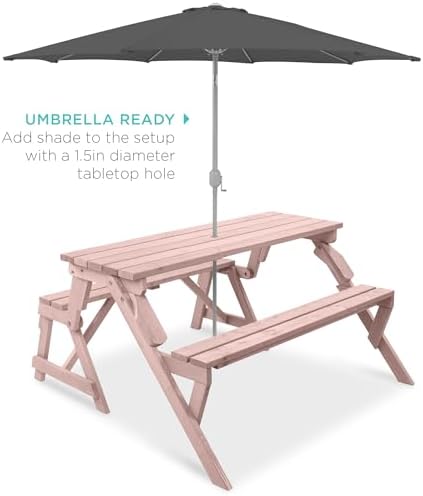 Best Choice Products 2-in-1 Transforming Interchangeable Outdoor Wooden Picnic - Image 5