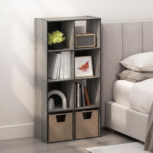 Furinno Pelli Cubic Storage Cabinet, French Oak Grey/Black - Image 2