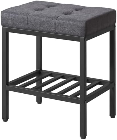 IBUYKE Rectangular Makeup Stool, Linen Seat Vanity Chair, Dark Gray WBD017G by IBUYKE