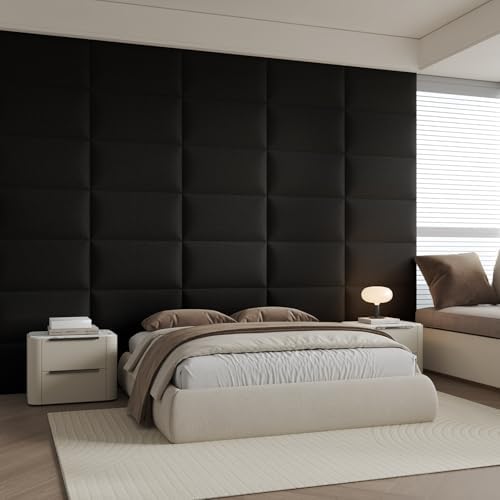 Compact Black Linen Wall-Mounted Headboard 24x12 Inch 9-Panel Kit - Image 3