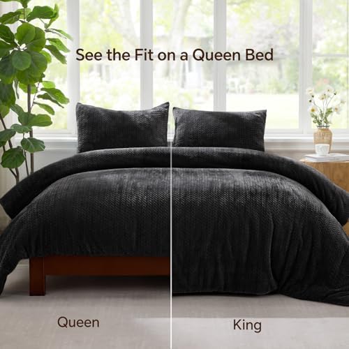 ChiXpace Fleece Twin Size Comforter Set Black, Fluffy Bed Set 2 Pieces - Image 6