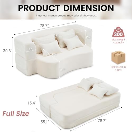 78” Convertible Sofa Bed, Full Size Sleeper Couch - Image 2