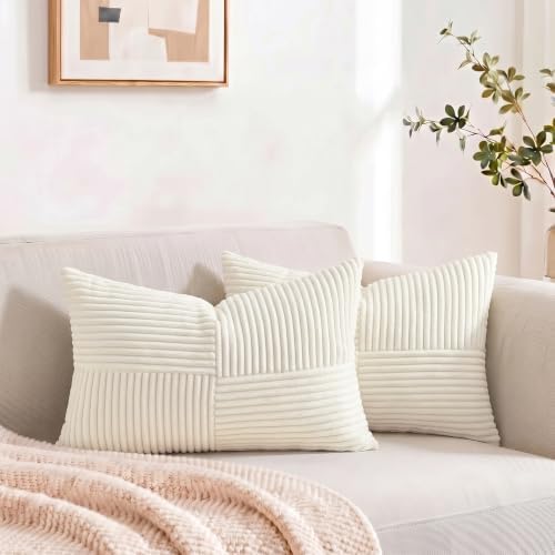 Fancy Homi Cream White Lumbar Decorative Throw Pillow Covers 16x32 Inch - Image 7