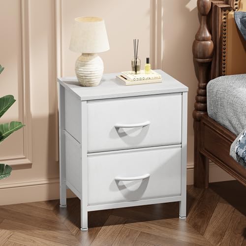 Sweetcrispy Night Stand with 2 Fabric Storage Drawers, Bedside Table - Image 2