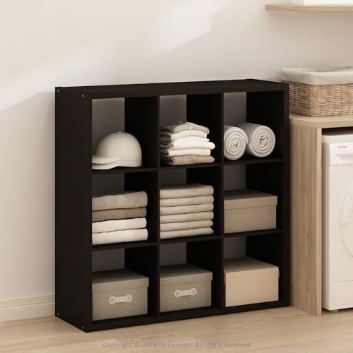 Furinno Simple 9-Cube Storage Organizer, Display Shelf, Dark Oak - Image 2