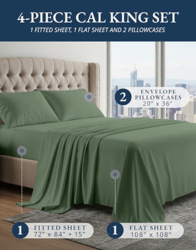 LANE LINEN Cal King Sheet Set Sateen Weave - Image 2