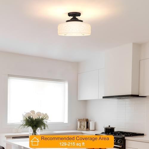 Black Semi Flush Mount Ceiling Light - Image 2