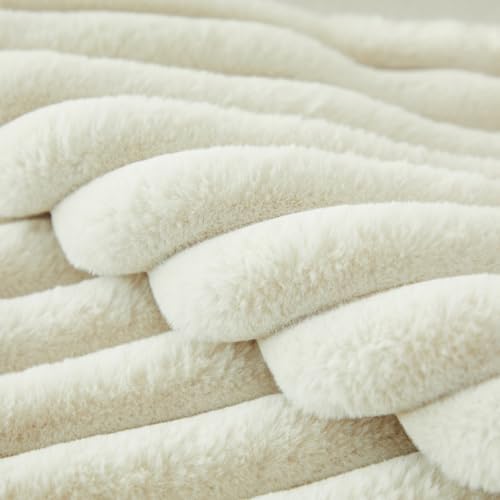 Sunday Praise Faux Fur Decorative Throw Pillow Covers 18x18 Cream White - Image 3