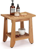 Teak Shower Bench Stool, Non-Slip Solid Teak Shower Seat Chair by Teakaura